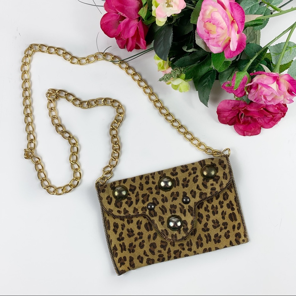 JJ Winters Leopard Chainlink Mini Crossbody Bag